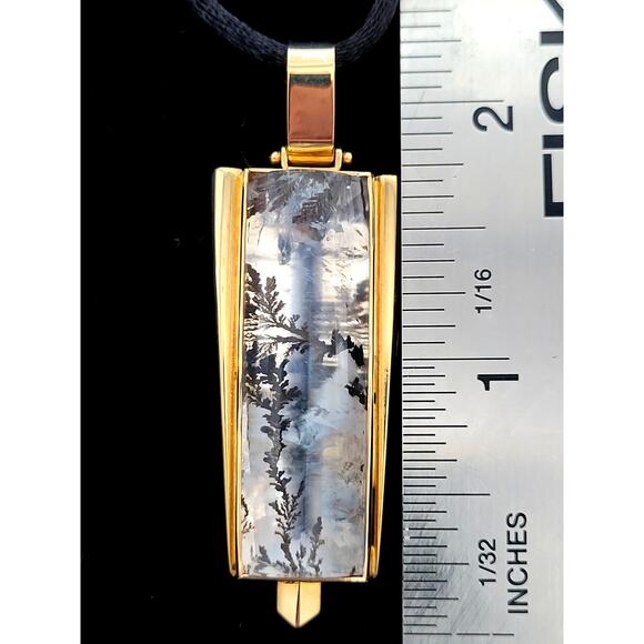 Dendritic Crystal Pendant in 14k Gold Mounting Deco Inspired - Picture 1 of 6